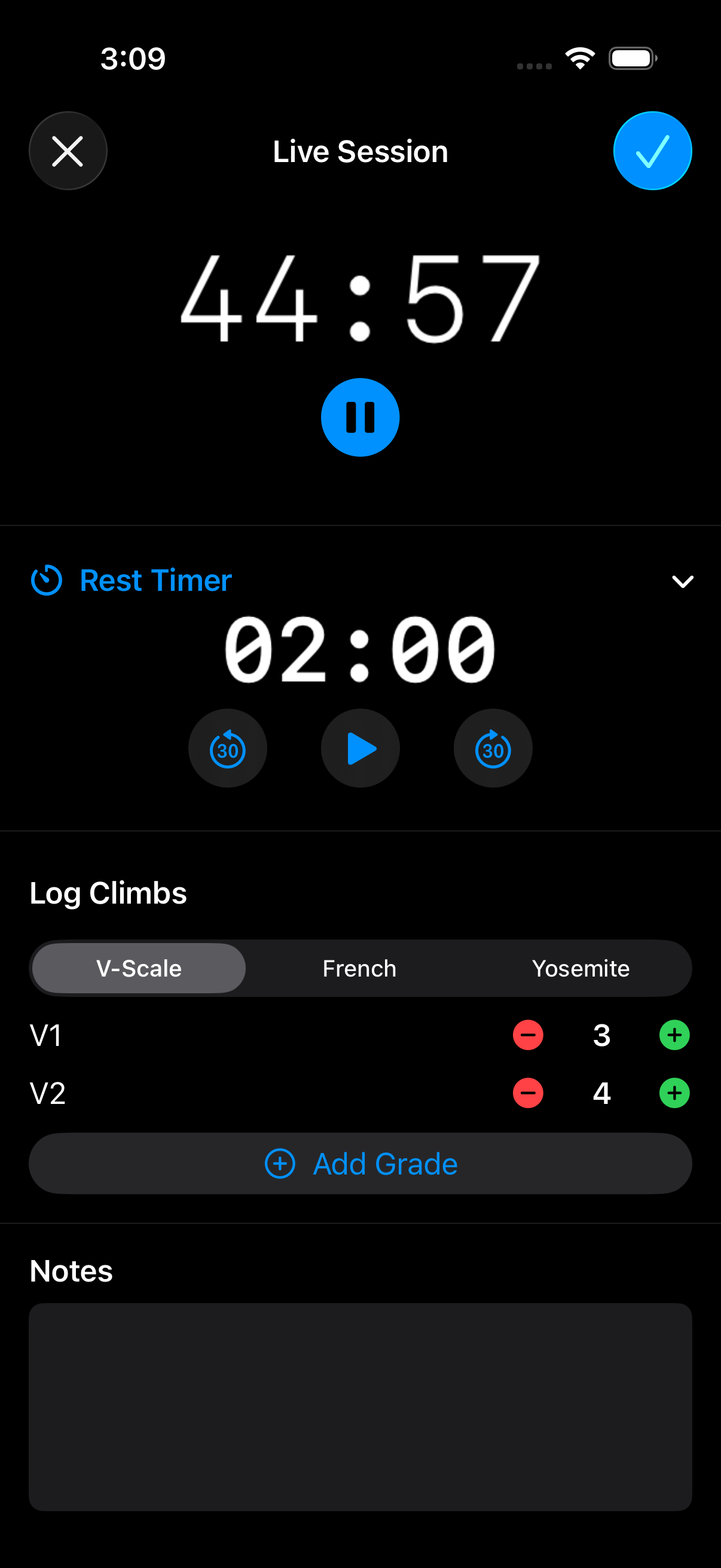 Rest timer running